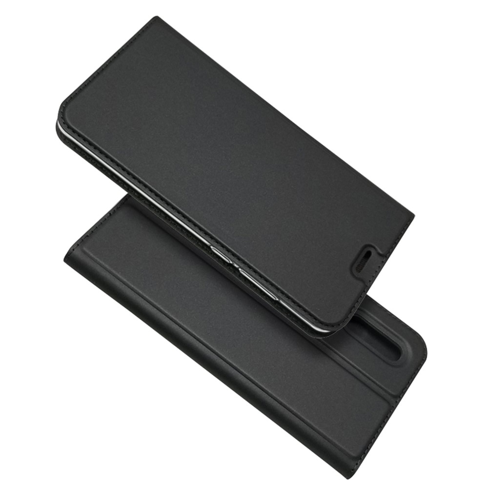 Estuche de Cuero de Soporte Automático Con Ranura Para la Tarjeta Para Huawei P30 - Negro