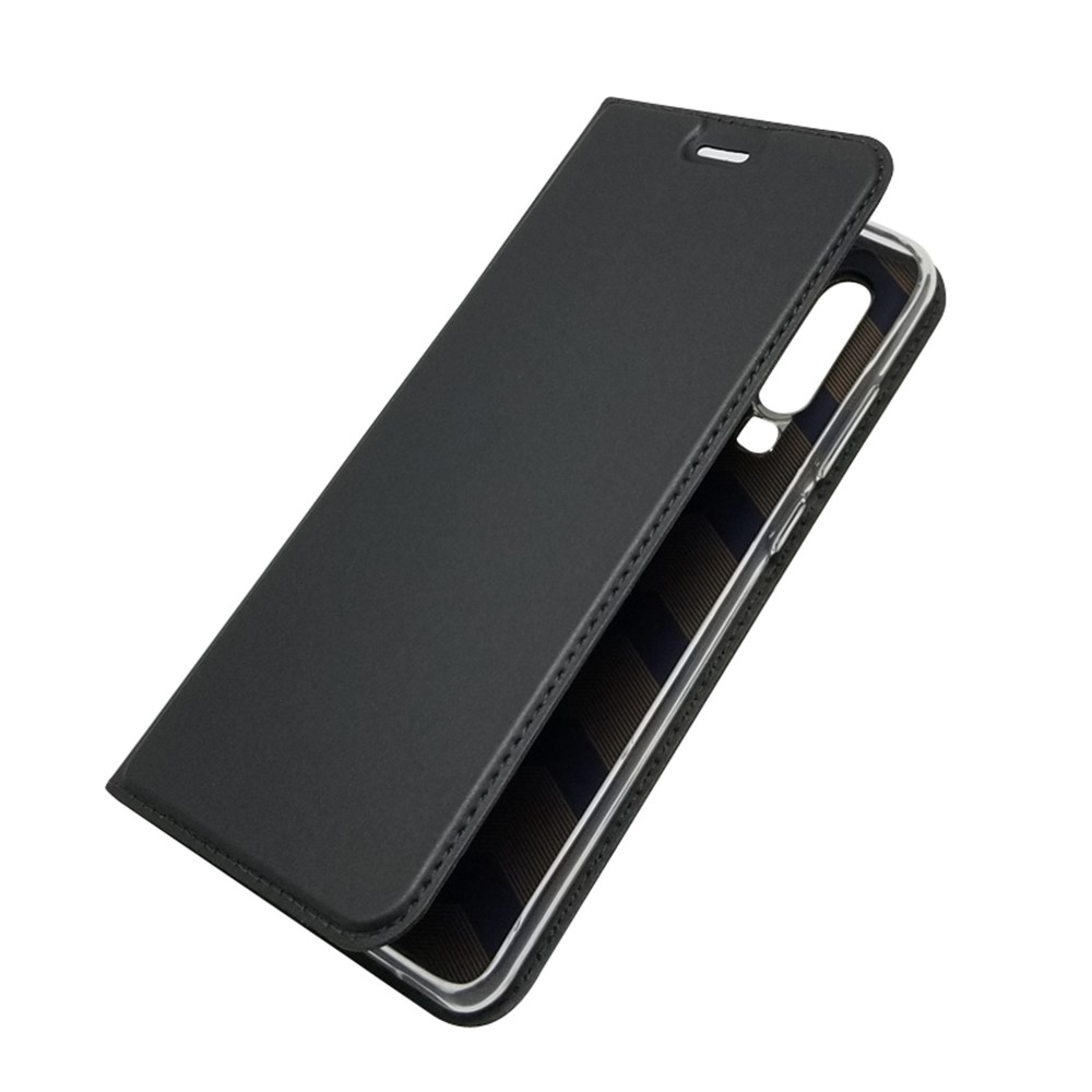 Estuche de Cuero de Soporte Automático Con Ranura Para la Tarjeta Para Huawei P30 - Negro