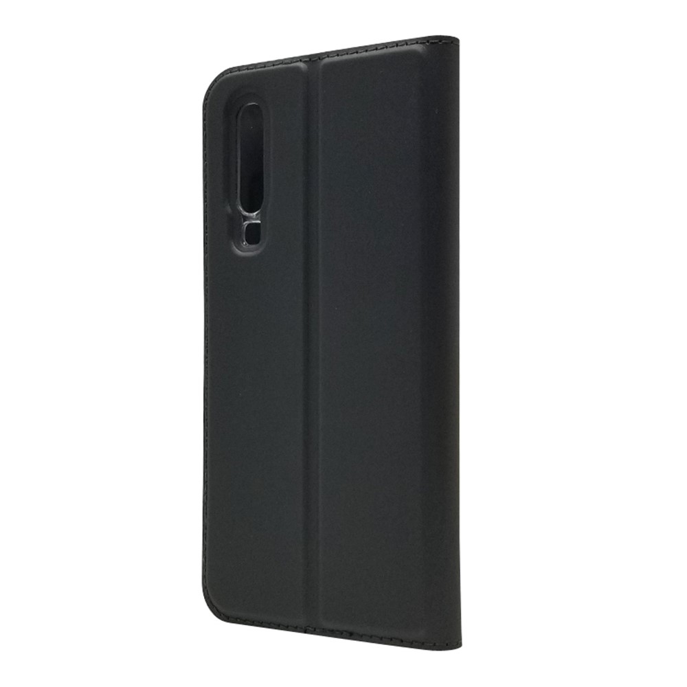 Estuche de Cuero de Soporte Automático Con Ranura Para la Tarjeta Para Huawei P30 - Negro