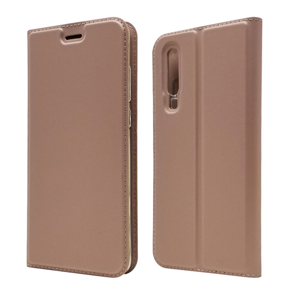 Auto-absorbed Stand Leather Cover with Card Slot for Huawei P30 - Rose Gold-2