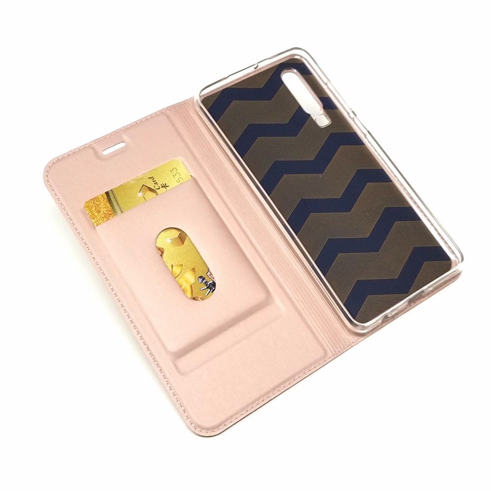 Auto-absorbed Stand Leather Cover with Card Slot for Huawei P30 - Rose Gold-5