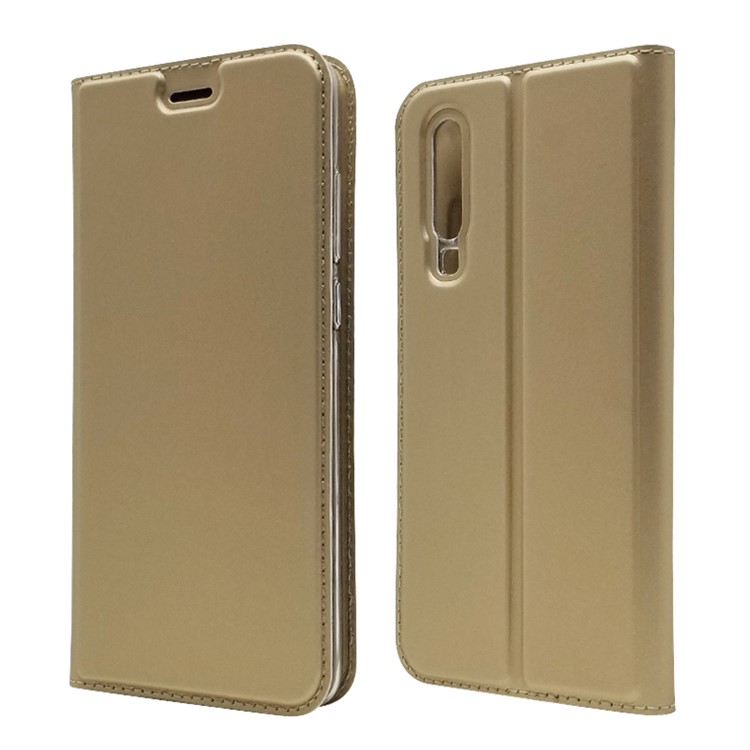 Auto-absorbed Stand Leather Shell with Card Slot for Huawei P30 - Gold-2