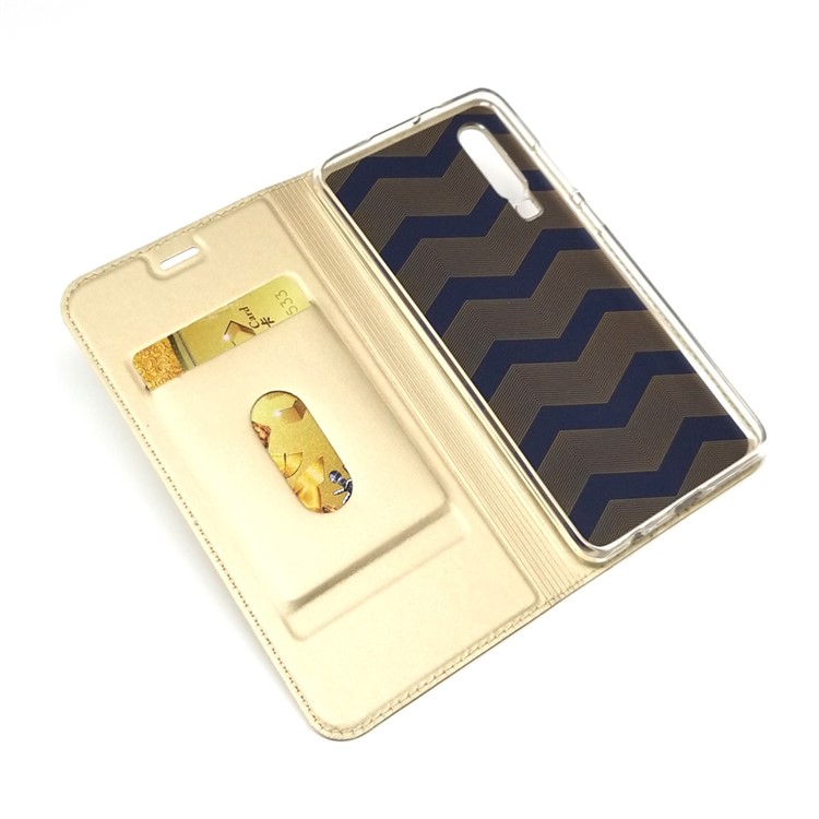 Auto-absorbed Stand Leather Shell with Card Slot for Huawei P30 - Gold-5