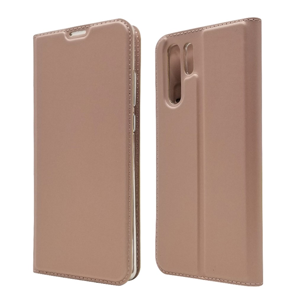 Auto-absorbed Stand Leather Casing with Card Holder for Huawei P30 Pro - Rose Gold-2