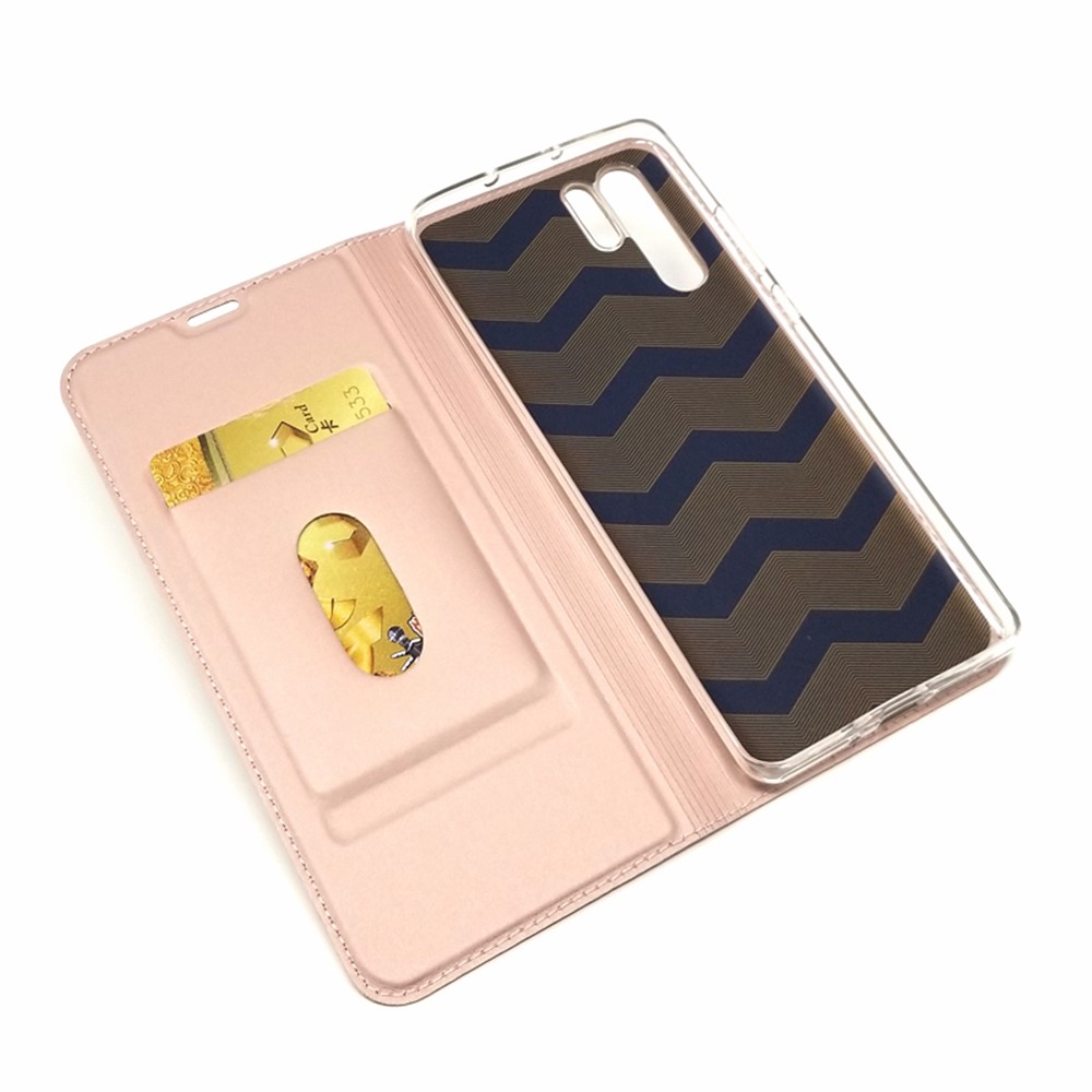 Auto-absorbed Stand Leather Casing with Card Holder for Huawei P30 Pro - Rose Gold-5