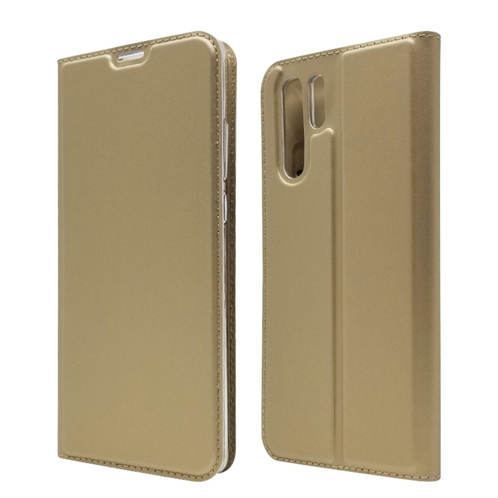 Auto-absorbed Stand Leather Cover with Card Slot for Huawei P30 Pro - Gold-2