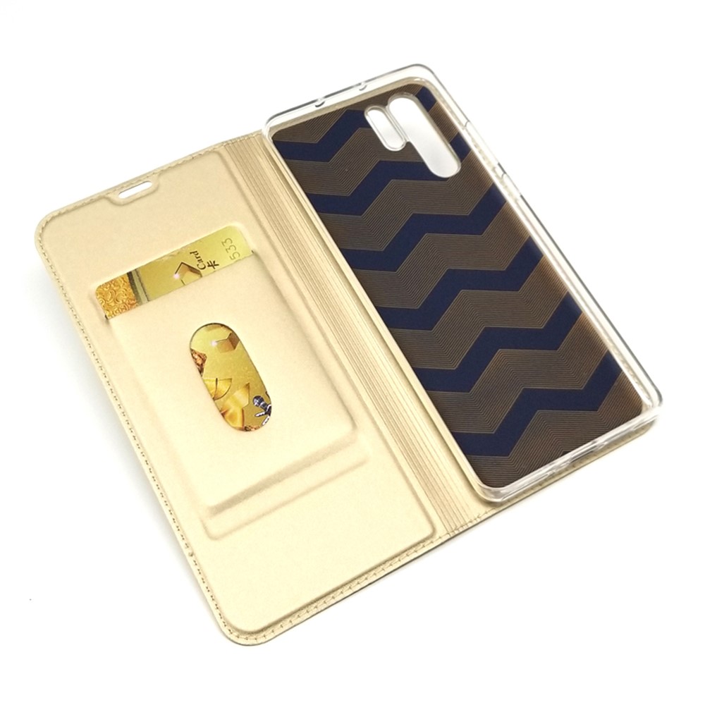 Auto-absorbed Stand Leather Cover with Card Slot for Huawei P30 Pro - Gold-5
