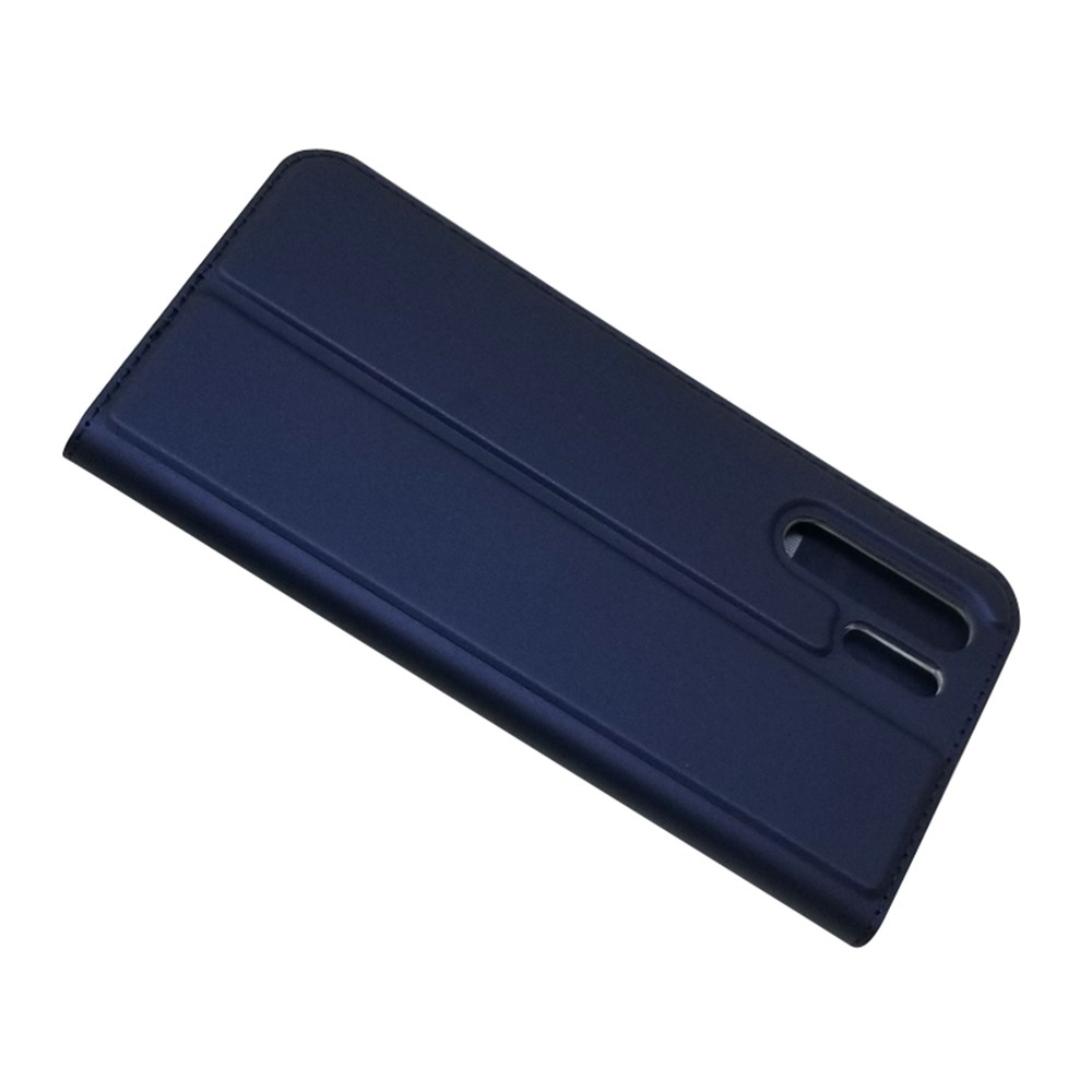 Coquille en Cuir de Support Absorbé Automatiquement Avec Fente de Carte Pour Huawei P30 Pro - Bleu-4