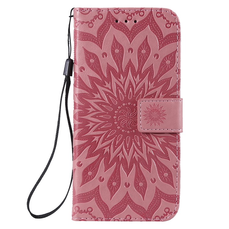 Imprint Sunflower PU Leather Wallet Magnetic Stand Shell for Huawei Honor 10 Lite / P Smart (2019) - Pink-2
