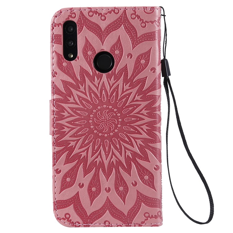 Imprint Sunflower PU Leather Wallet Magnetic Stand Shell for Huawei Honor 10 Lite / P Smart (2019) - Pink-3