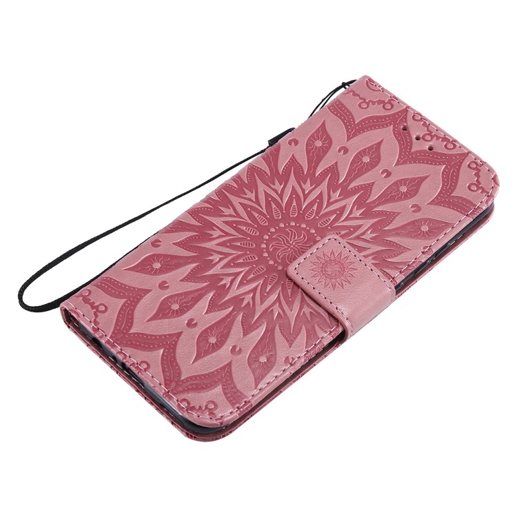 Imprint Sunflower PU Leather Wallet Magnetic Stand Shell for Huawei Honor 10 Lite / P Smart (2019) - Pink-5