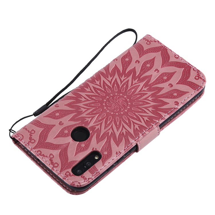 Imprint Sunflower PU Leather Wallet Magnetic Stand Shell for Huawei Honor 10 Lite / P Smart (2019) - Pink-6