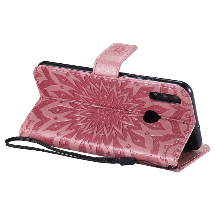 Imprint Sunflower PU Leather Wallet Magnetic Stand Shell for Huawei Honor 10 Lite / P Smart (2019) - Pink-7