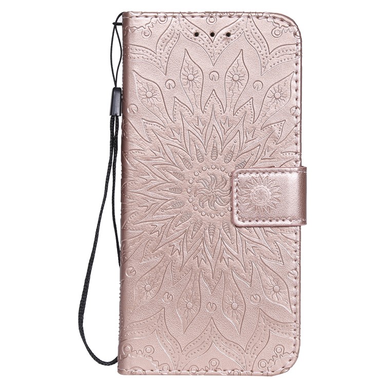 Imprint Sunflower PU Leather Wallet Magnetic Stand Casing for Huawei Honor 10 Lite / P Smart (2019) - Rose Gold-2