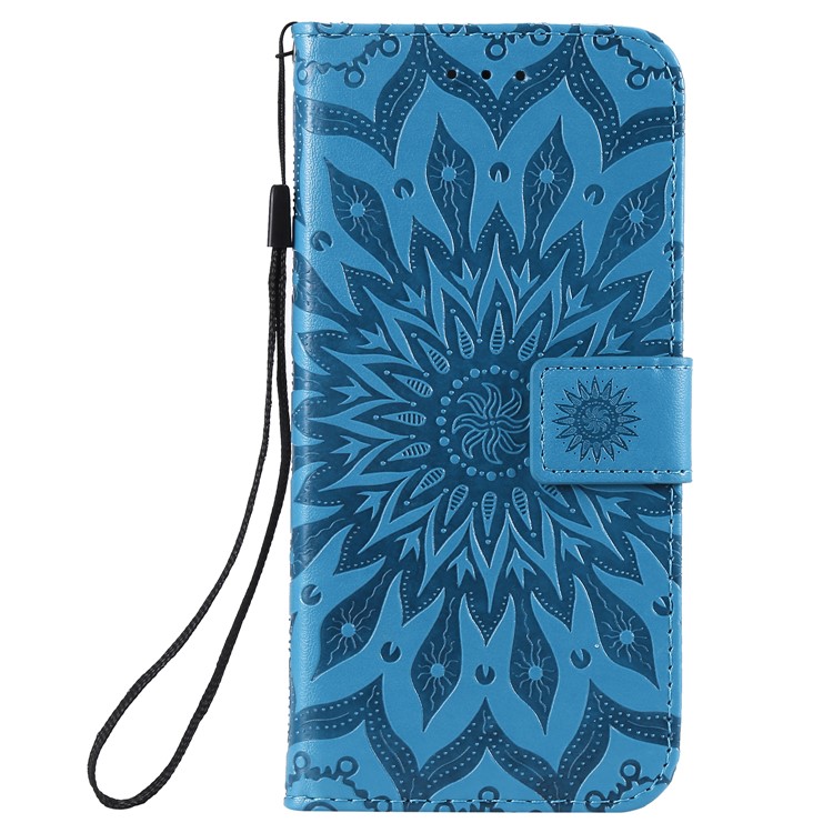 Imprint Sunflower PU Leather Wallet Magnetic Stand Protective Shell for Huawei Honor 10 Lite / P Smart (2019) - Blue-2