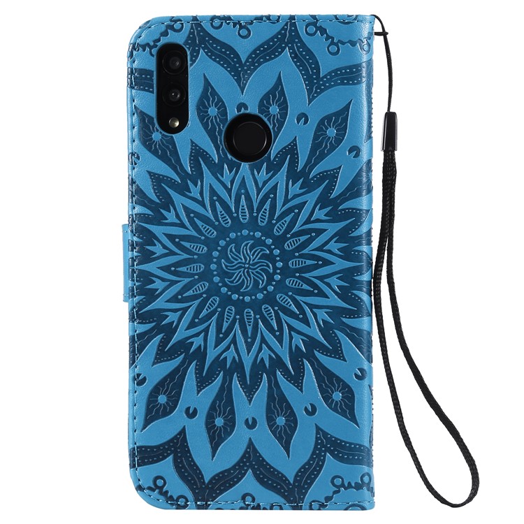 Imprint Sunflower PU Leather Wallet Magnetic Stand Protective Shell for Huawei Honor 10 Lite / P Smart (2019) - Blue-3