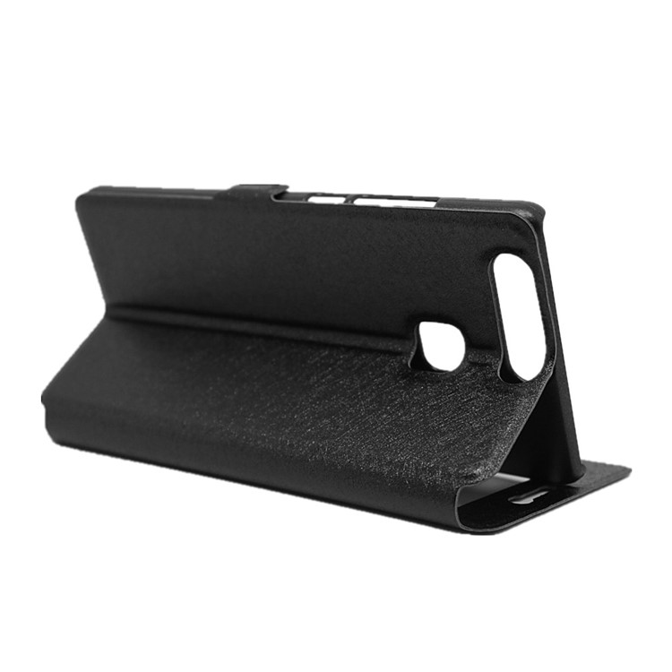 Silk Texture Dual Window Leather Stand Case for Huawei P9 - Black-5