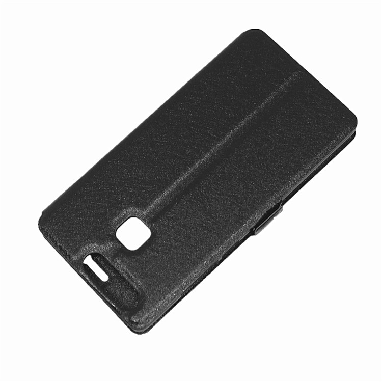 Silk Texture Dual Window Leather Stand Case for Huawei P9 - Black-7