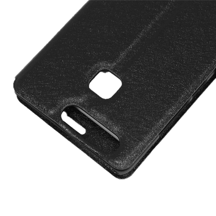 Silk Texture Dual Window Leather Stand Case for Huawei P9 - Black-8