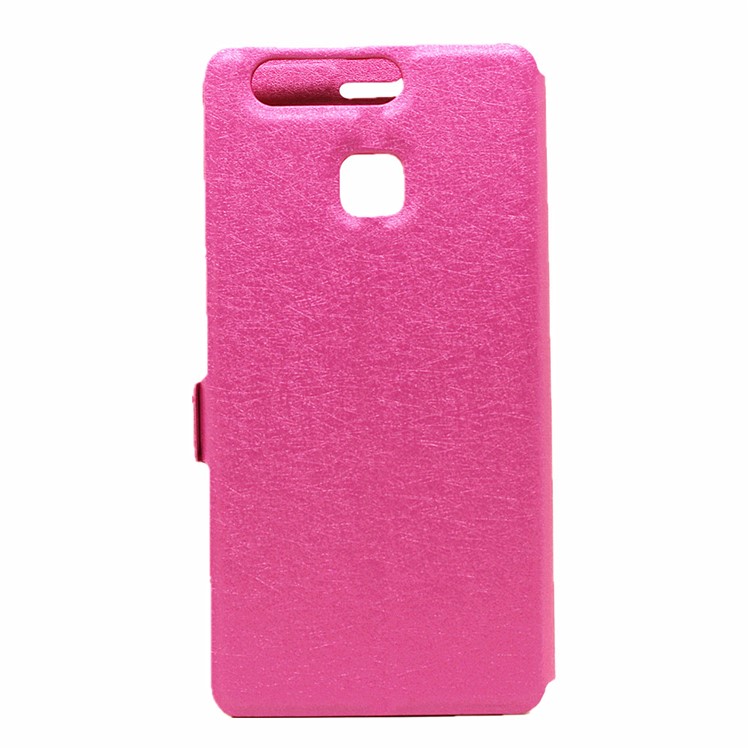 Silk Texture Dual Window Leather Phone Case for Huawei P9 - Rose-3