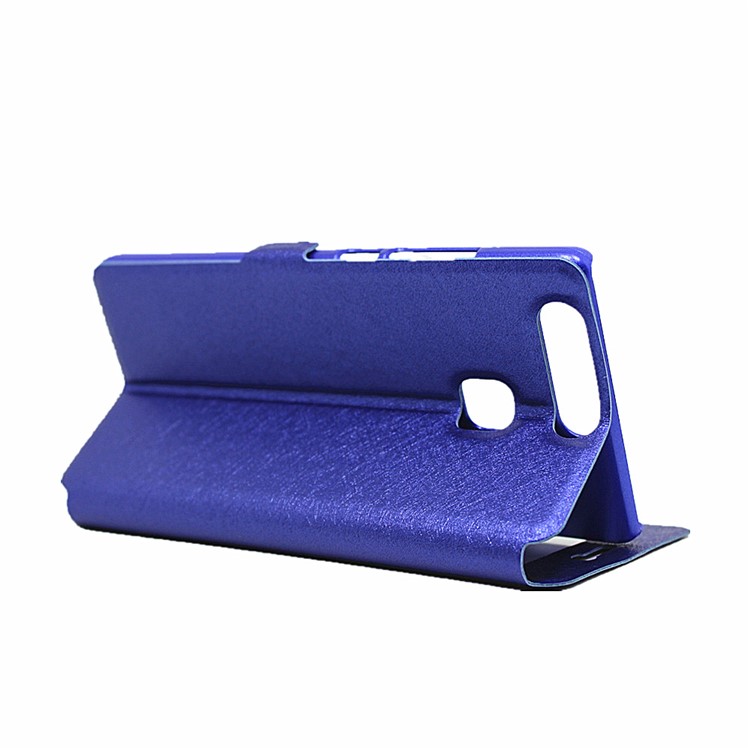 Silk Texture Dual Window Leather Stand Case for Huawei P9 - Blue-5
