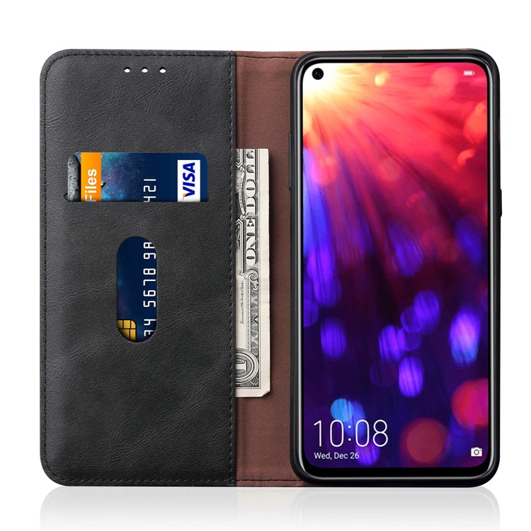 Auto-absorbed Crazy Horse Vintage Leather Stand Case for Huawei Honor View 20 / V20 - Black-3