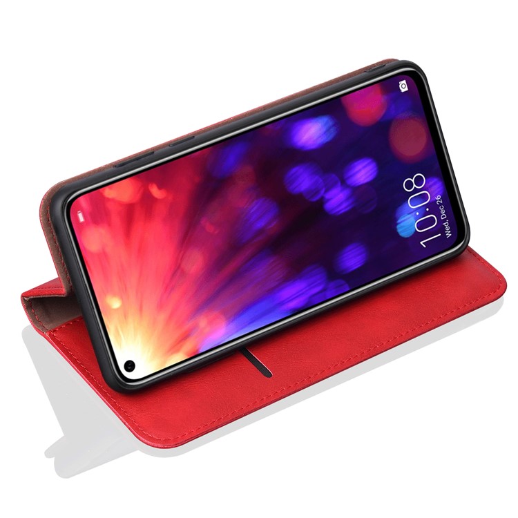 Auto-absorbed Crazy Horse Vintage Leather Stand Cover for Huawei Honor View 20 / V20 - Red-5