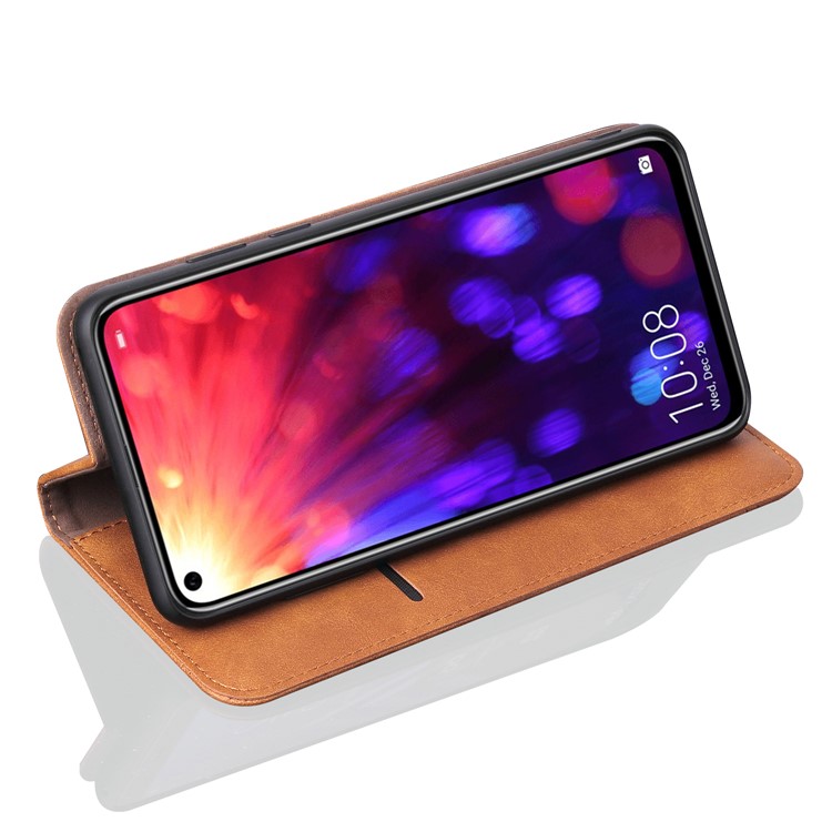 Auto-absorbed Crazy Horse Vintage Leather Stand Shell for Huawei Honor View 20 / V20 - Brown-5