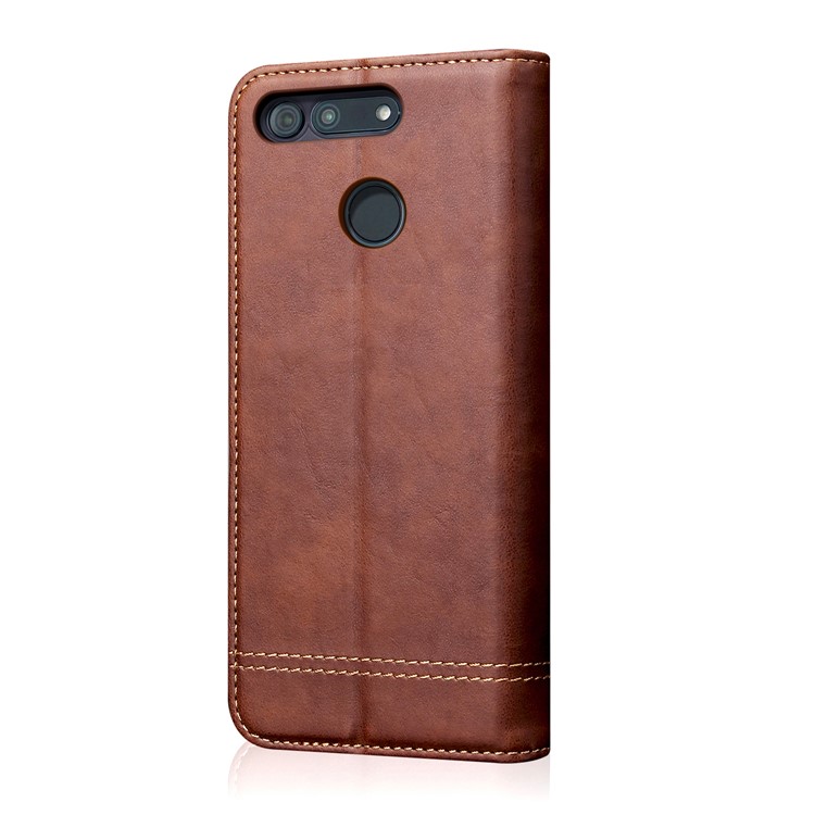Auto-absorbed Crazy Horse Vintage Leather Stand Casing for Huawei Honor View 20 / V20 - Coffee-2