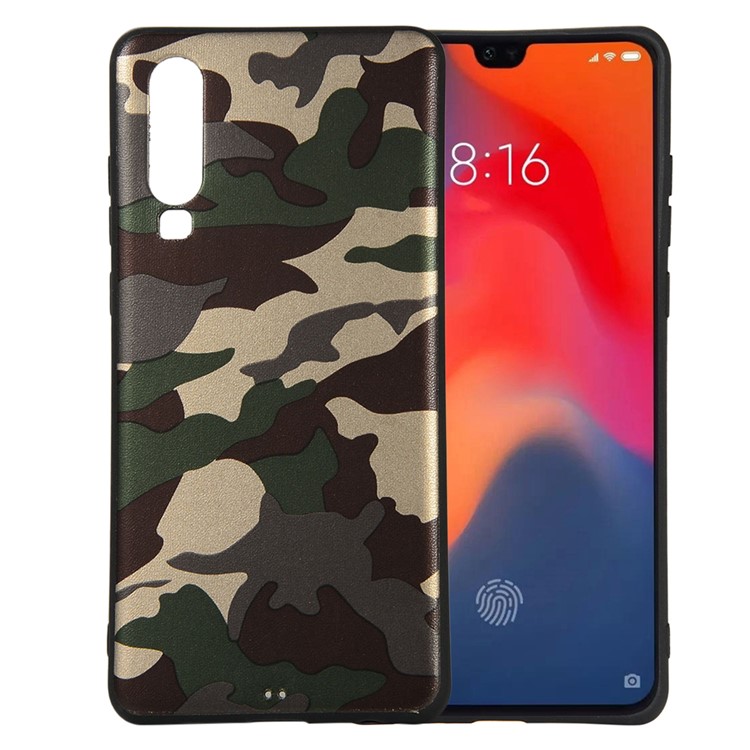 Camouflage Pattern TPU Phone Casing for Huawei P30 - Green-1
