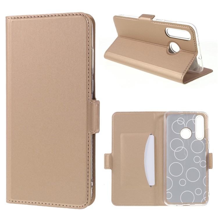 Magnetic Adsorption Leather Flip Stand Casing with Card Slot for Huawei P30 Lite - Gold-1