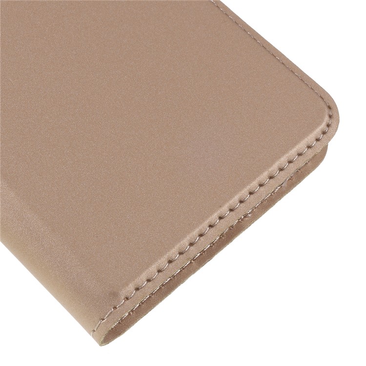 Magnetic Adsorption Leather Flip Stand Casing with Card Slot for Huawei P30 Lite - Gold-4