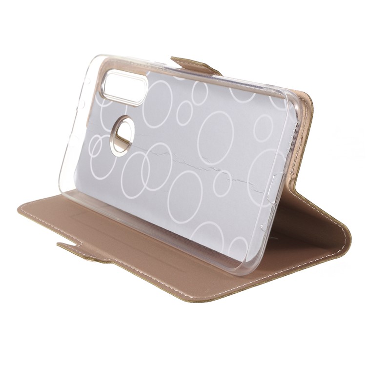 Magnetic Adsorption Leather Flip Stand Casing with Card Slot for Huawei P30 Lite - Gold-6