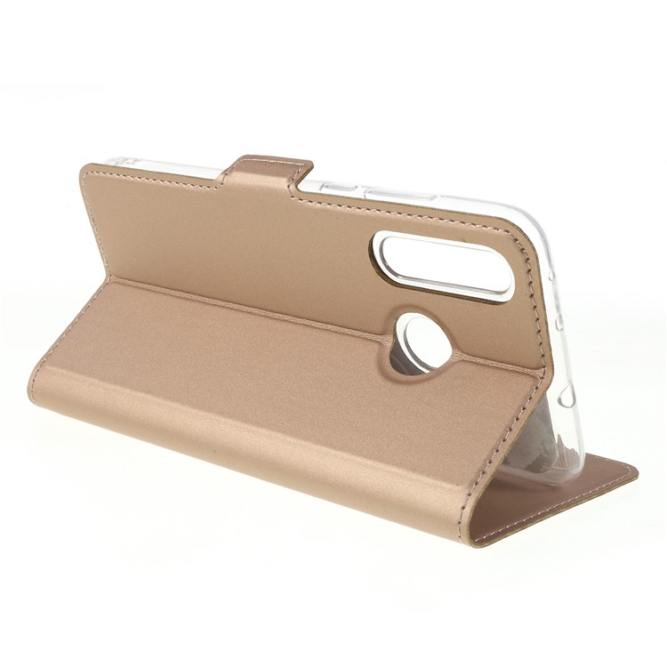 Magnetic Adsorption Leather Flip Stand Casing with Card Slot for Huawei P30 Lite - Gold-7