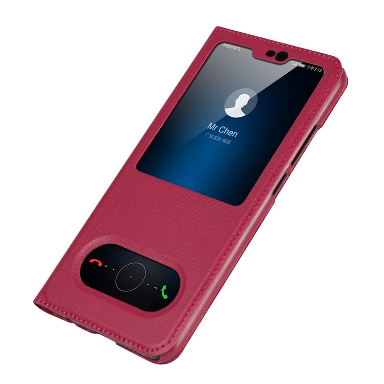 Dual View Window Slim Leather Protective Shell for Huawei Honor 10 - Rose-5