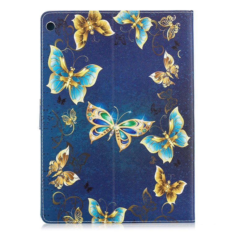 Pattern Printing PU Leather Card Holder Tablet Case for Huawei MediaPad M3 Lite 10 - Gold and Blue Butterflies-2