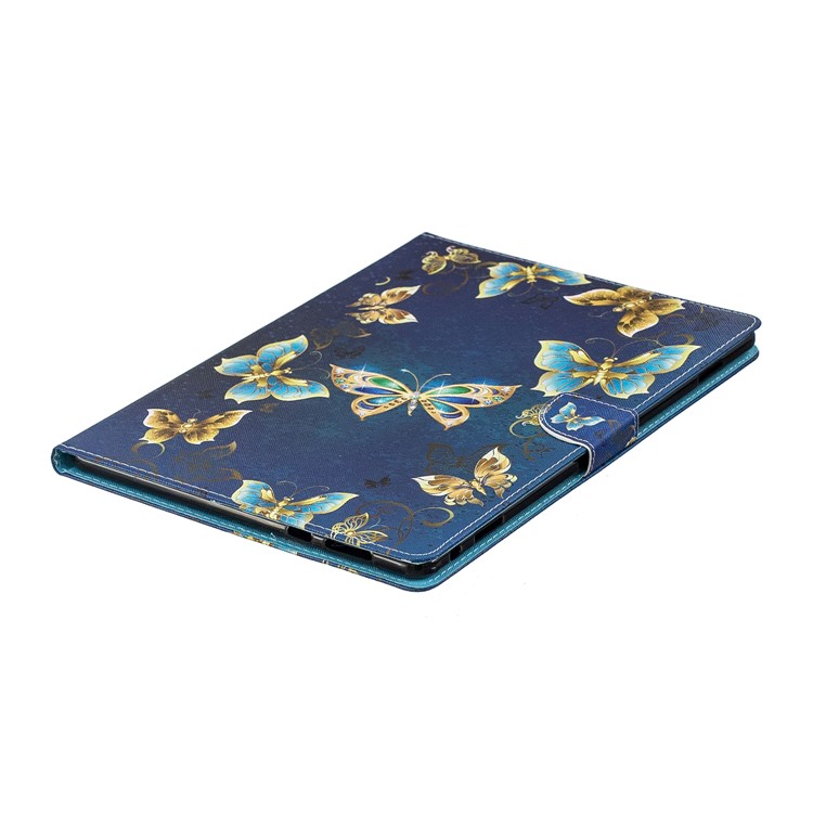 Pattern Printing PU Leather Card Holder Tablet Case for Huawei MediaPad M3 Lite 10 - Gold and Blue Butterflies-3