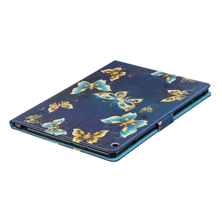Pattern Printing PU Leather Card Holder Tablet Case for Huawei MediaPad M3 Lite 10 - Gold and Blue Butterflies-4