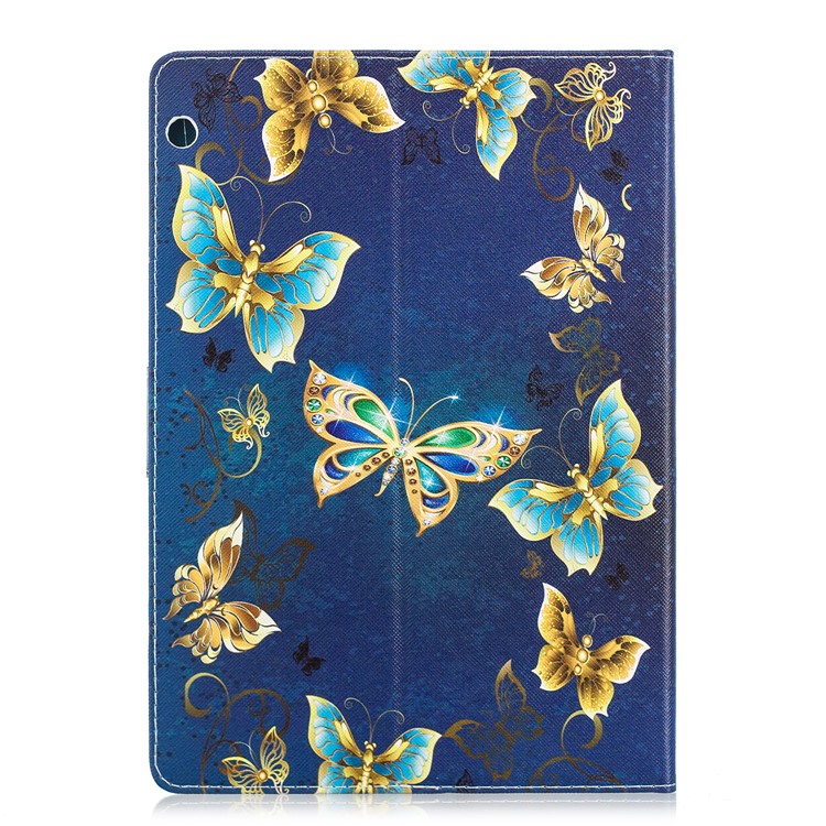 Pattern Printing PU Leather Protective Tablet Shell for Huawei MediaPad T3 10 - Gold and Blue Butterflies-2