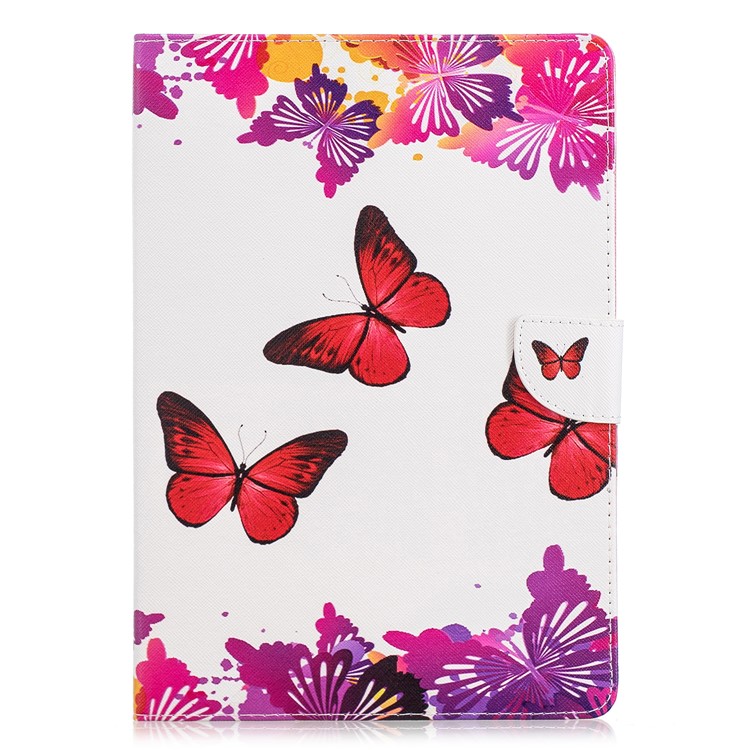 Stampa Del Modello Copertura Tablet In Pelle PU Con Slot Per Schede Per Huawei Mediapad T3 10 - Farfalle Rosse E Viola-1