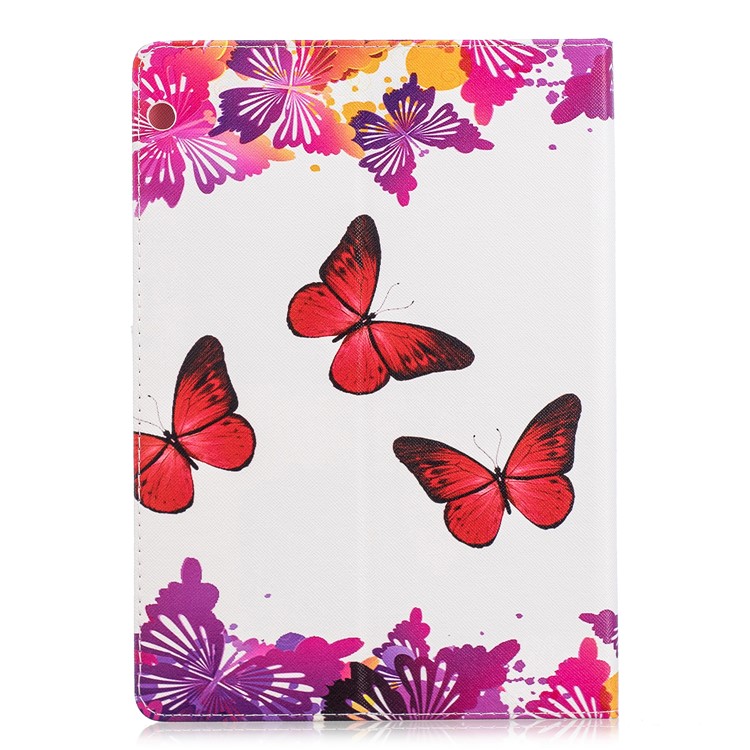 Stampa Del Modello Copertura Tablet In Pelle PU Con Slot Per Schede Per Huawei Mediapad T3 10 - Farfalle Rosse E Viola-2
