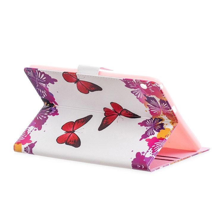 Stampa Del Modello Copertura Tablet In Pelle PU Con Slot Per Schede Per Huawei Mediapad T3 10 - Farfalle Rosse E Viola-5