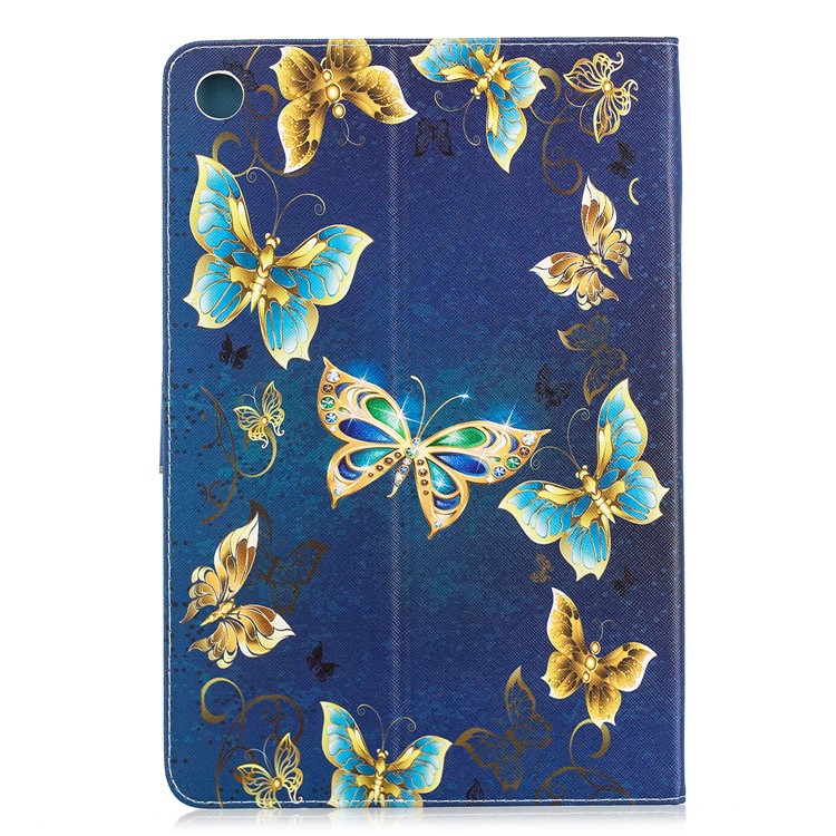 Pattern Printing PU Leather Tablet Case with Wallet for Huawei MediaPad M5 10.8 - Gold and Blue Butterflies-2