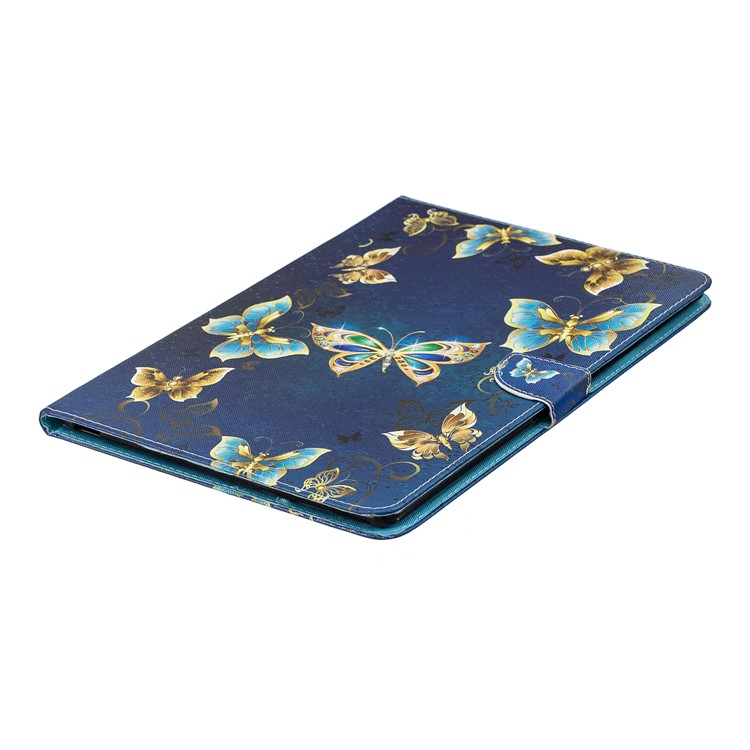 Pattern Printing PU Leather Tablet Case with Wallet for Huawei MediaPad M5 10.8 - Gold and Blue Butterflies-3