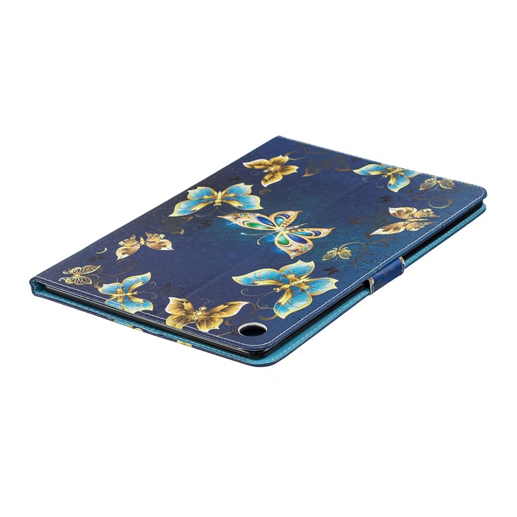 Pattern Printing PU Leather Tablet Case with Wallet for Huawei MediaPad M5 10.8 - Gold and Blue Butterflies-4
