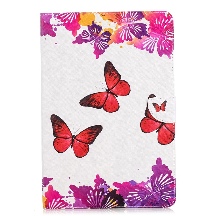 Pattern Printing PU Leather Tablet Shell with Stand for Huawei MediaPad M5 10.8 - Red and Purple Butterflies-1