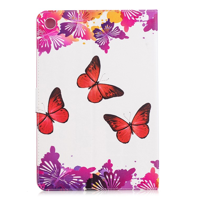 Pattern Printing PU Leather Tablet Shell with Stand for Huawei MediaPad M5 10.8 - Red and Purple Butterflies-2