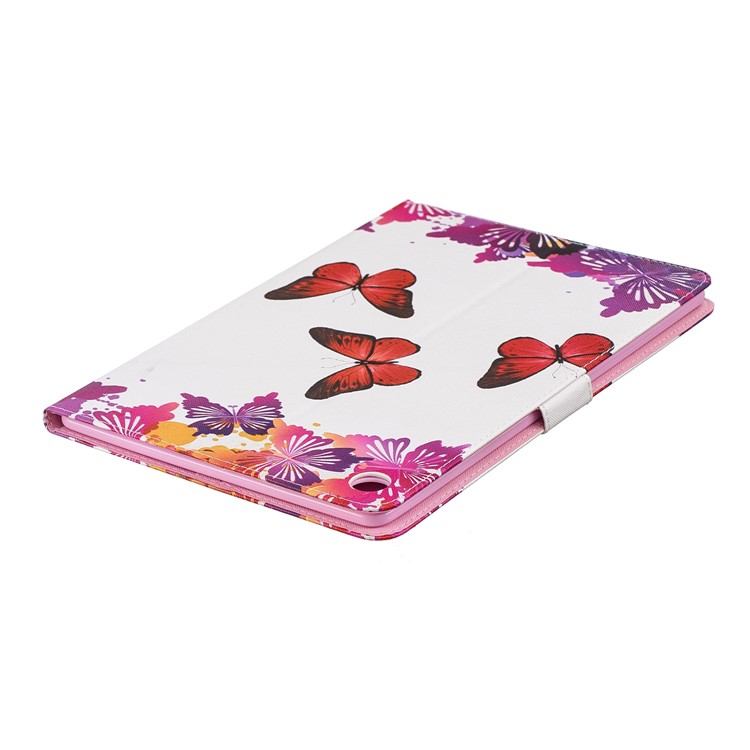Pattern Printing PU Leather Tablet Shell with Stand for Huawei MediaPad M5 10.8 - Red and Purple Butterflies-4