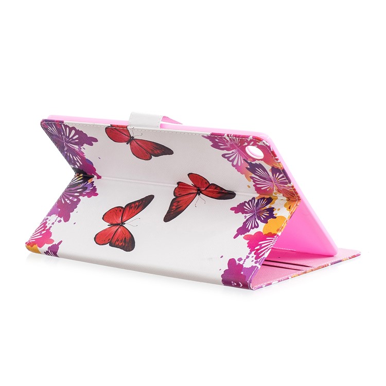 Pattern Printing PU Leather Tablet Shell with Stand for Huawei MediaPad M5 10.8 - Red and Purple Butterflies-5