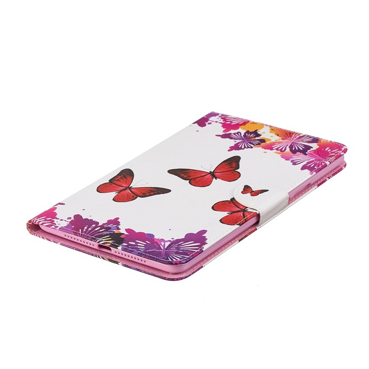 Pattern Printing PU Leather Tablet Shell with Card Slots for Huawei MediaPad M5 8 (8.4-inch) - Red and Purple Butterflies-3